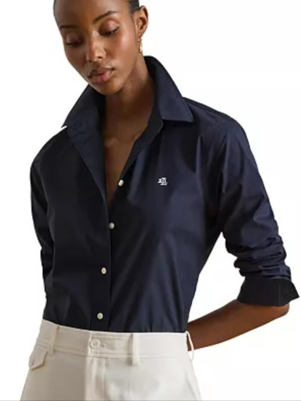 Lauren Ralph Lauren Navy Cotton Button-Down Shirt